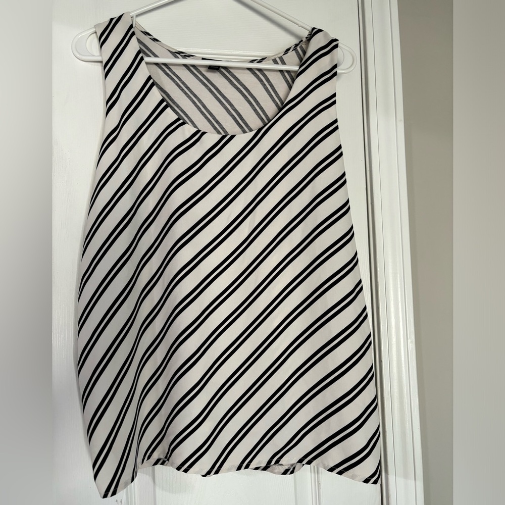 Large Ann Taylor black and white stripped blouse